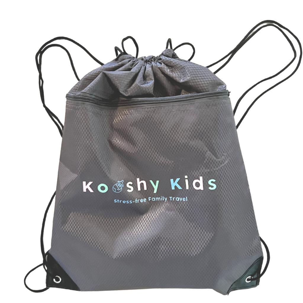 Kooshy Kids waterproof drawstring travel backpack plane